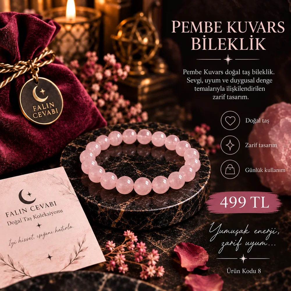Pembe Kuvars Bileklik