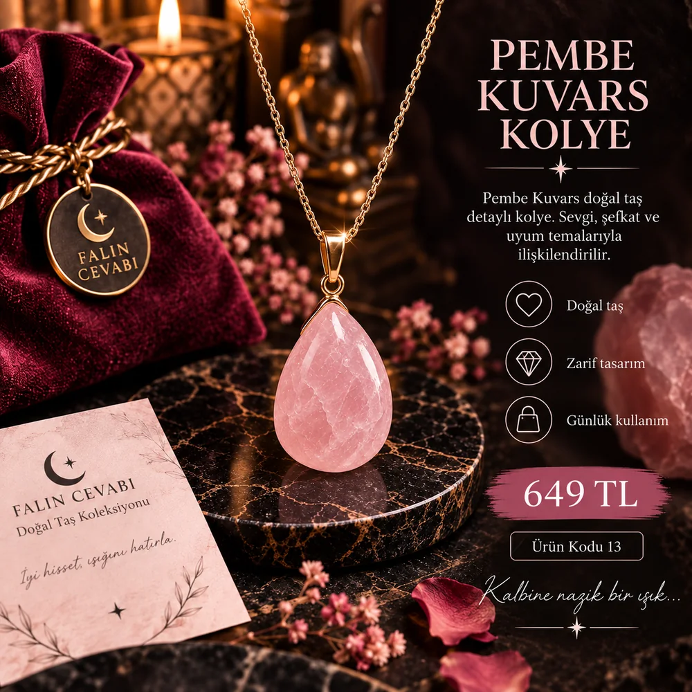 Pembe Kuvars Kolye